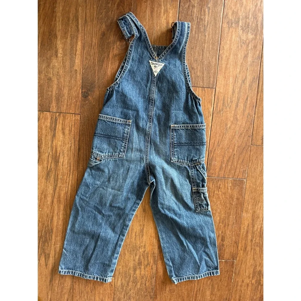 OshKosh Bgosh Kids Denim Carpenter Overalls Medium‎ Wash Blue Cotton Size 3T